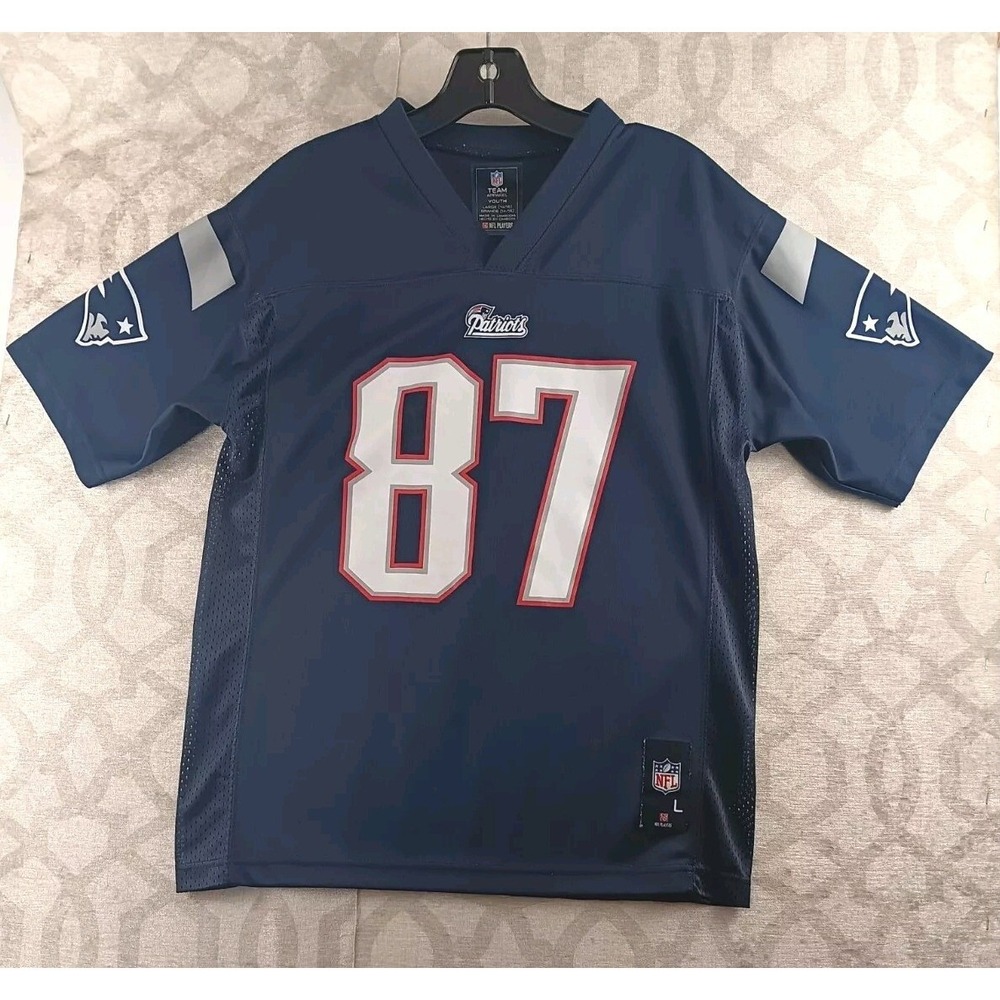 NFL Team Apparel New England Patriots Youth L Blue Rob Gronkowski 87 Jersey